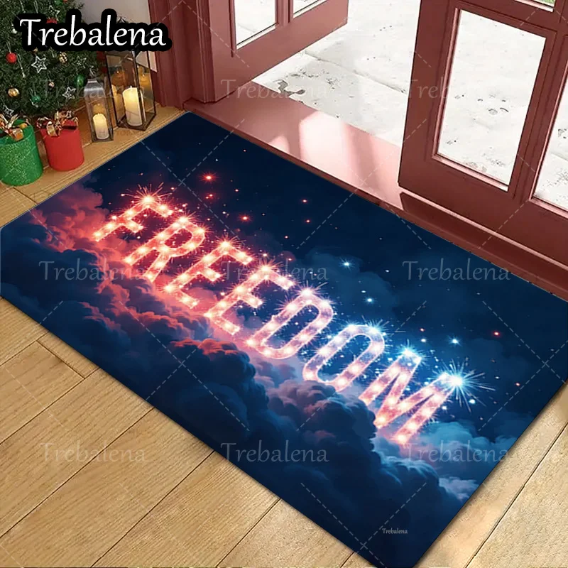 

1pc Welcome Door Mat Freedom Sparkle Night Sky Doormat for Home Decor Entrance Rug