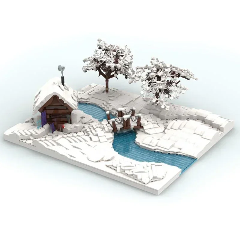 Winter Street View Model Moc Building Bricks Winter Snow Scenery Technology Modular Blocks Gift Christmas Toys DIY Sets Assembly