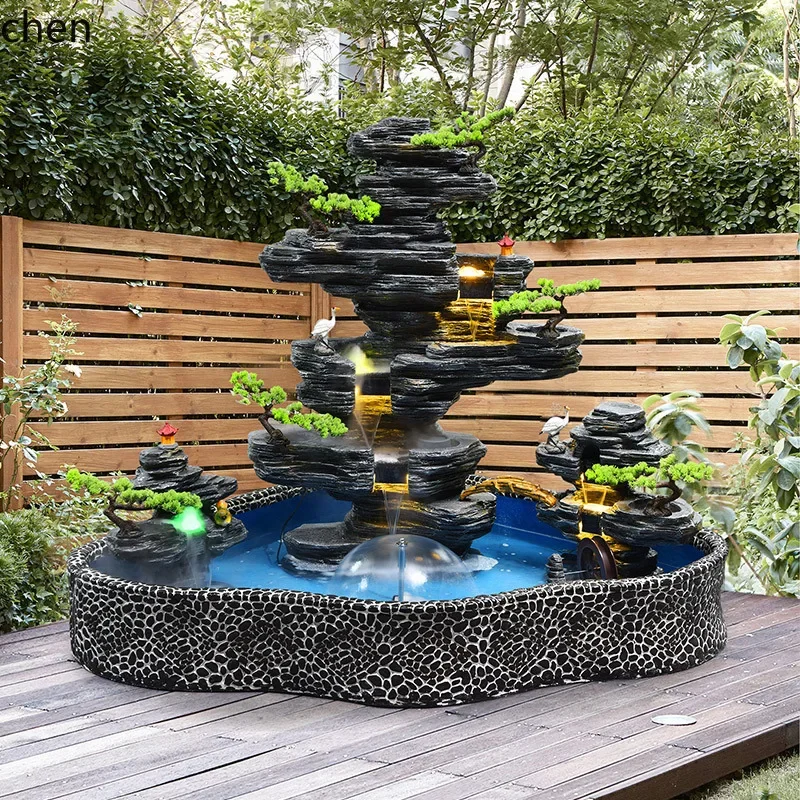HXL Large Rockery Water Fountain Outdoor Fish Pond Courtyard Decoration Ornament