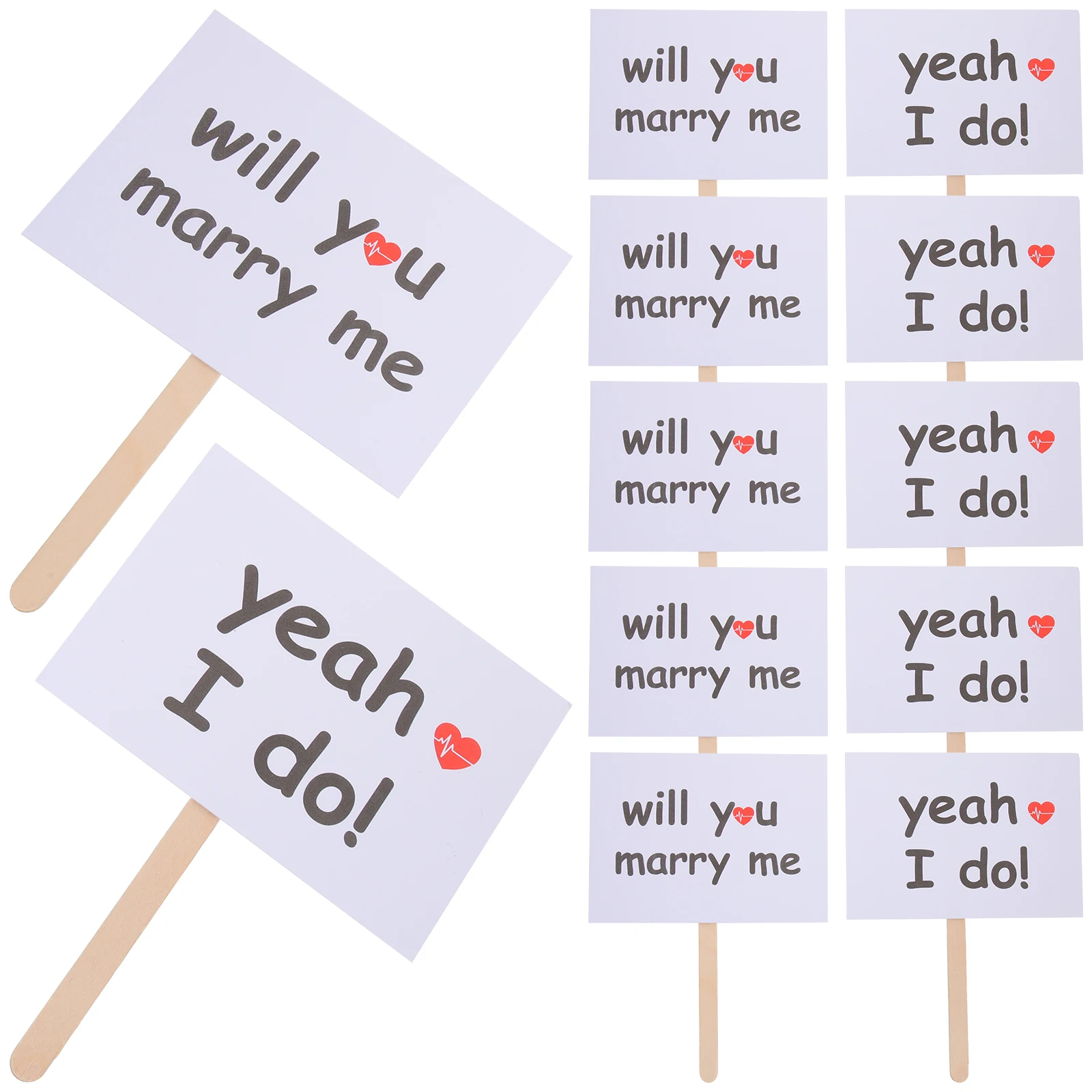 

10 Pairs Proposal Banner Photo Booth Props Wedding Signs Decorations High Grade Paper Fine Workmanship Clear Patterns