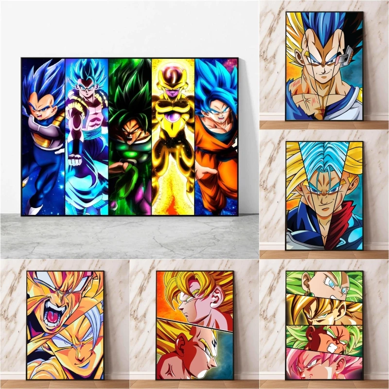 

Japan Bandai Dragon Ball Canvas Painting Classic Anime Goku Vegeta Posters Wall Decorations Living Room Poster Print Decor