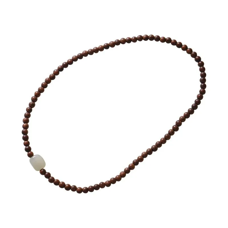 Golden 6M Thin Buddhist Bead Simple Hetian Jade Ancient Style Fresh Fairy Sandalwood Bracelet For Artistic Women HandString 5