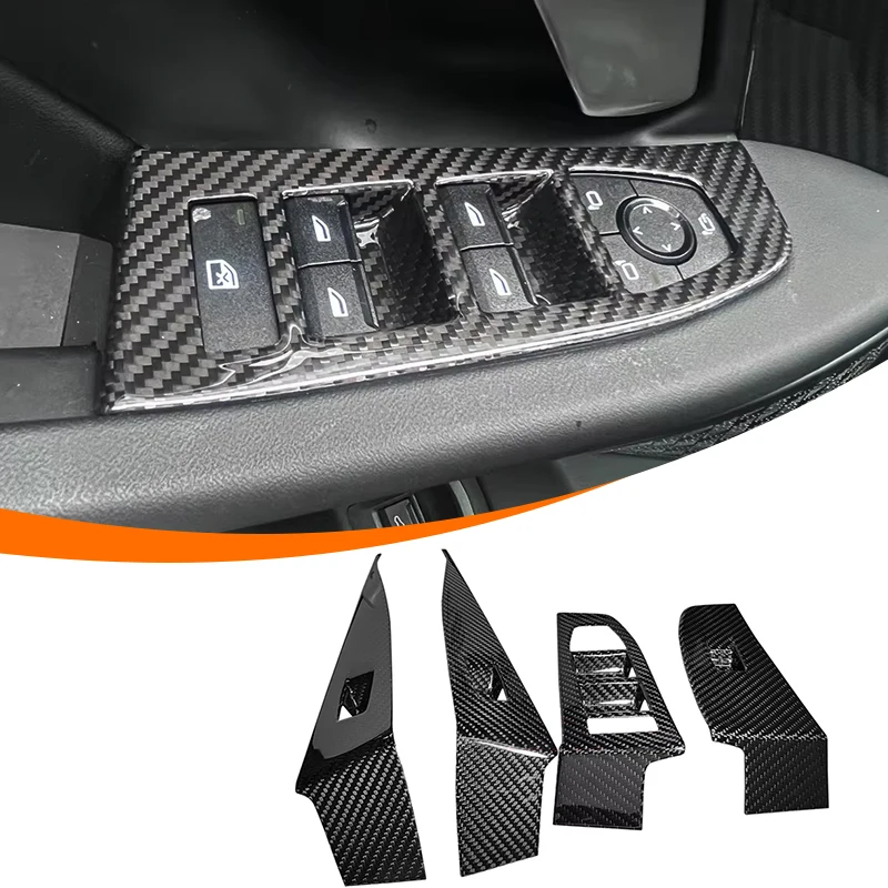 

For BMW 5 Series G60 G68 2024 Real Carbon Fiber Car Window Lift Switch Decorative Panel Stickers Car Interior Accessories