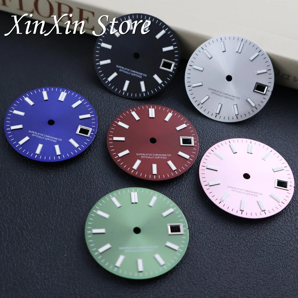 28.5MM Sunburst Watch Dial High Quality Green Luminous Watch Faces Modified Watch Accessories For NH35 NH36 4R 7S Movement