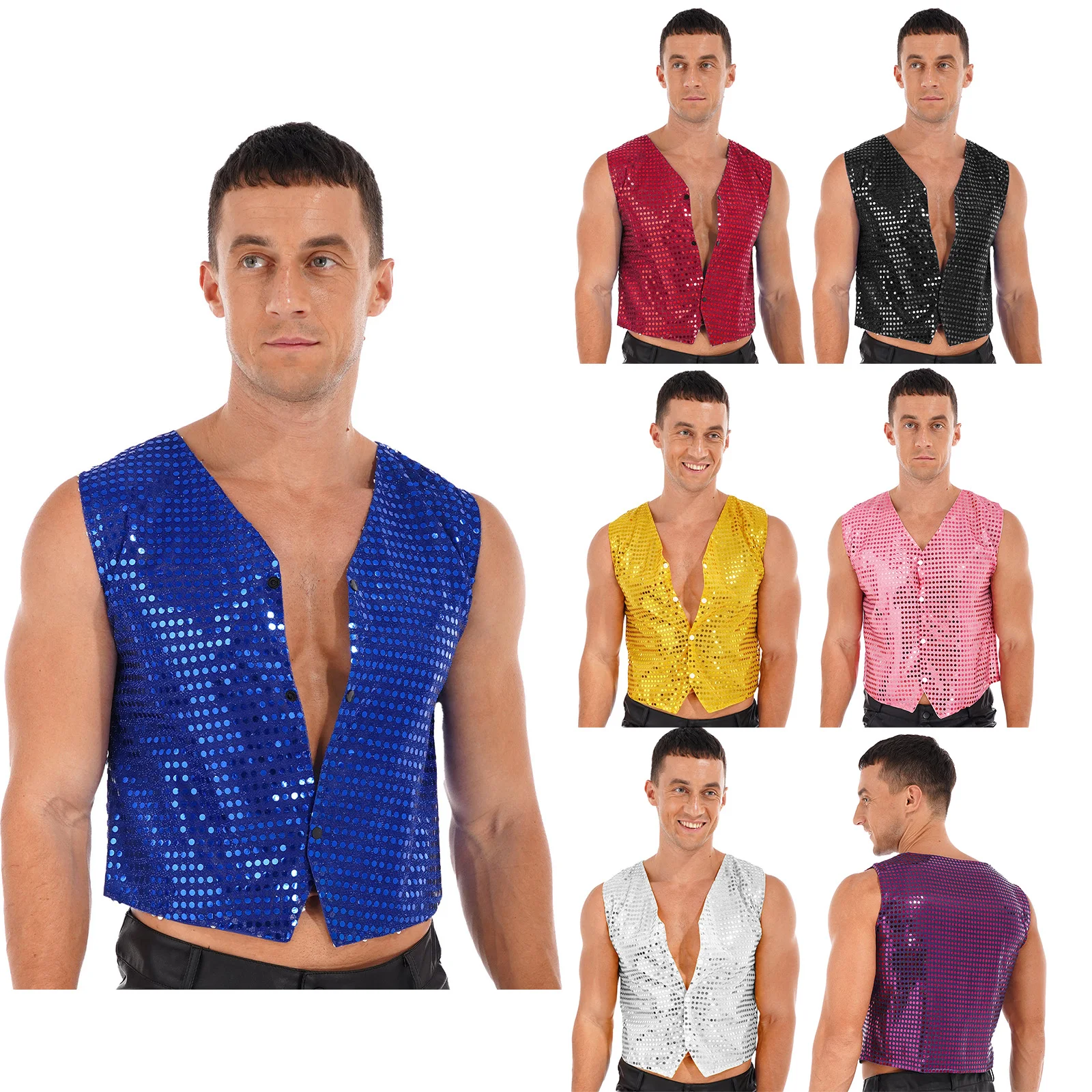 Heren glitter pailletten vest jazz moderne danskostuums mode jas vest rave party stage performance kleding danskleding