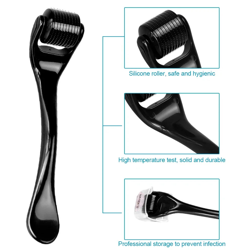 Titanium DRS 540 Facial Derma Roller for Beard Hair Regrowth Growth Face Machine Skin Care Black Microneedle Roller Beauty Tool