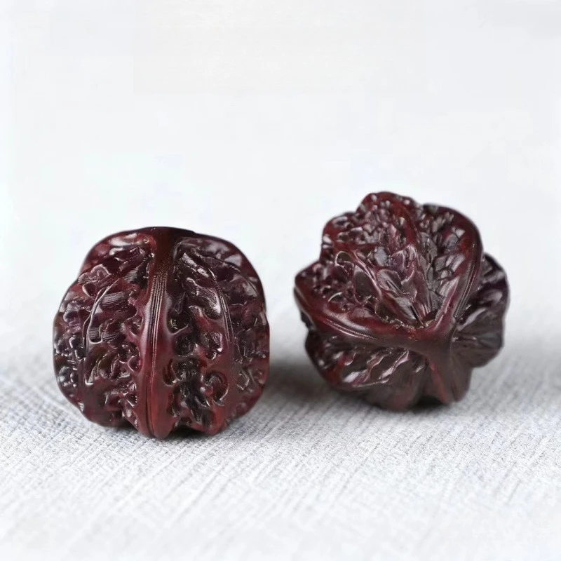 

Red Sandalwood Carving Walnut Portable Play Piece Cultural and Play Handicrafts Wooden Massage Handball Gift