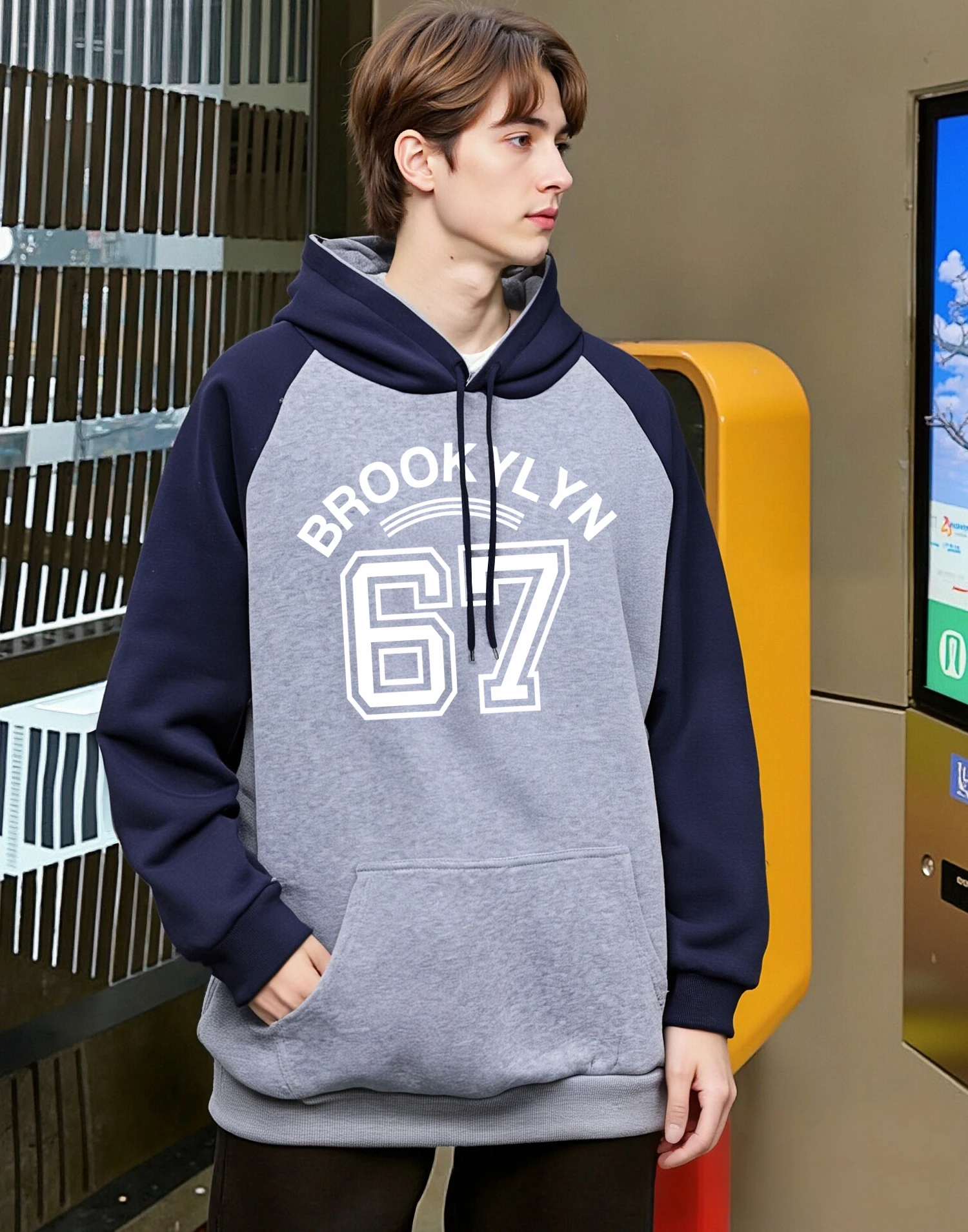 بروكلين رسالة 67 الفن طباعة الرجال راجلان هوديي خمر الخريف الدافئة طويلة الأكمام لينة فضفاضة هودي للجنسين الصوف جيب البلوز #1