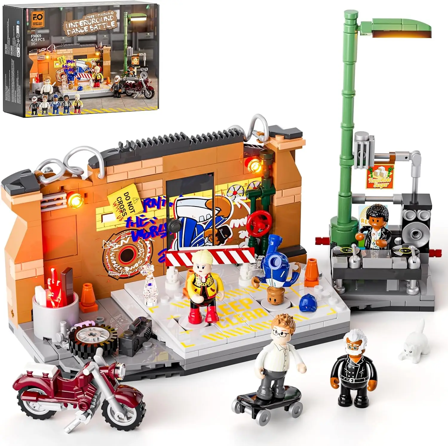 

429 Pcs Underground Dance Battle Lighting Building Bricks Set - Street Fusion City Town Compatible with Music Club