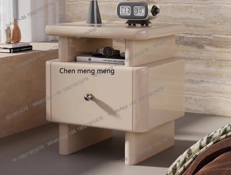 

X Bedside table high-end, creative storage, exquisite bedside table with lock solid wood paint