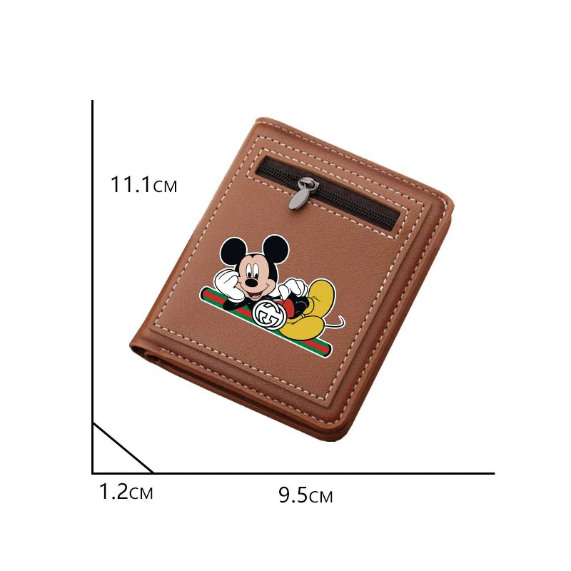 Cartoon Mickey Mouse Short Wallet Disney New Pattern Minnie Mouse Leather Coin Purse for Women Mini ID Card Holder Clutch Wallet