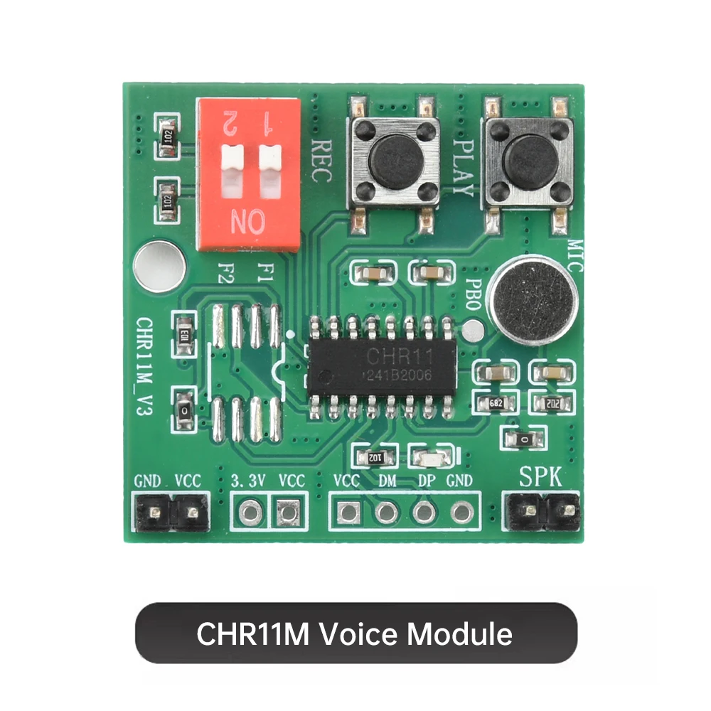 CHR11M DC 2-5,2V 35-Sekunden-Tasten-Aufnahmemodul Spielzeug-Aufnahmebox Unterstützt Externes FLASH 2-Positionen-DIP-Schalter – Detail 7