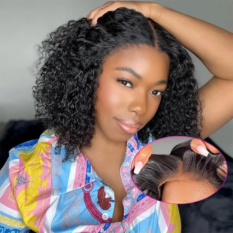 

Curly Short Bob Human Hair Wigs 13x4 13X6 HD Lace Frontal Wig Brazilian Deep Wave 5x5 Closure Wig For Women Pre Plucked