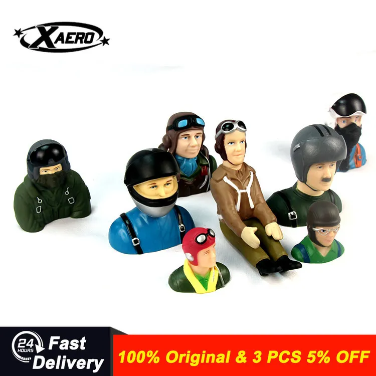 RC Pilot Figure for Cockpit Decoration - Miniature Aviator Head Doll to Personalize Your Fixed Wing & Model Airplane