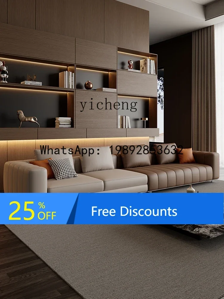 

LYY minimalist piano key leather sofa living room straight top layer cowhide sofa