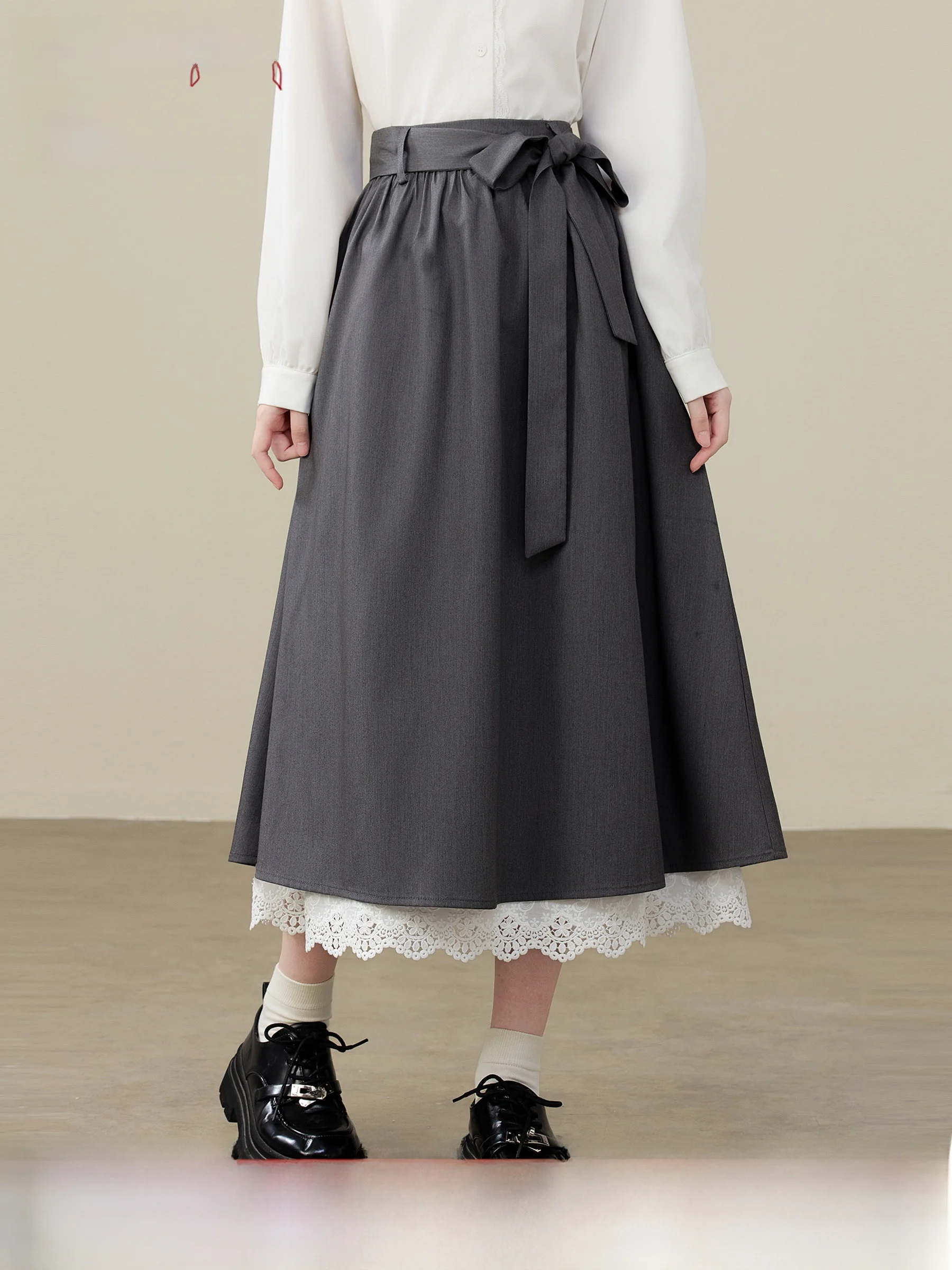 

Юбка Lingjiu «Горный лунный свет» с кружевной отделкой и вставками, женская, с завышенной талией, приталенная, А-силуэт, длинная, весенняя новинка