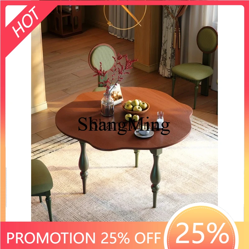 

SM home retro household small apartment new Chinese style new solid wood dining table premium dining table