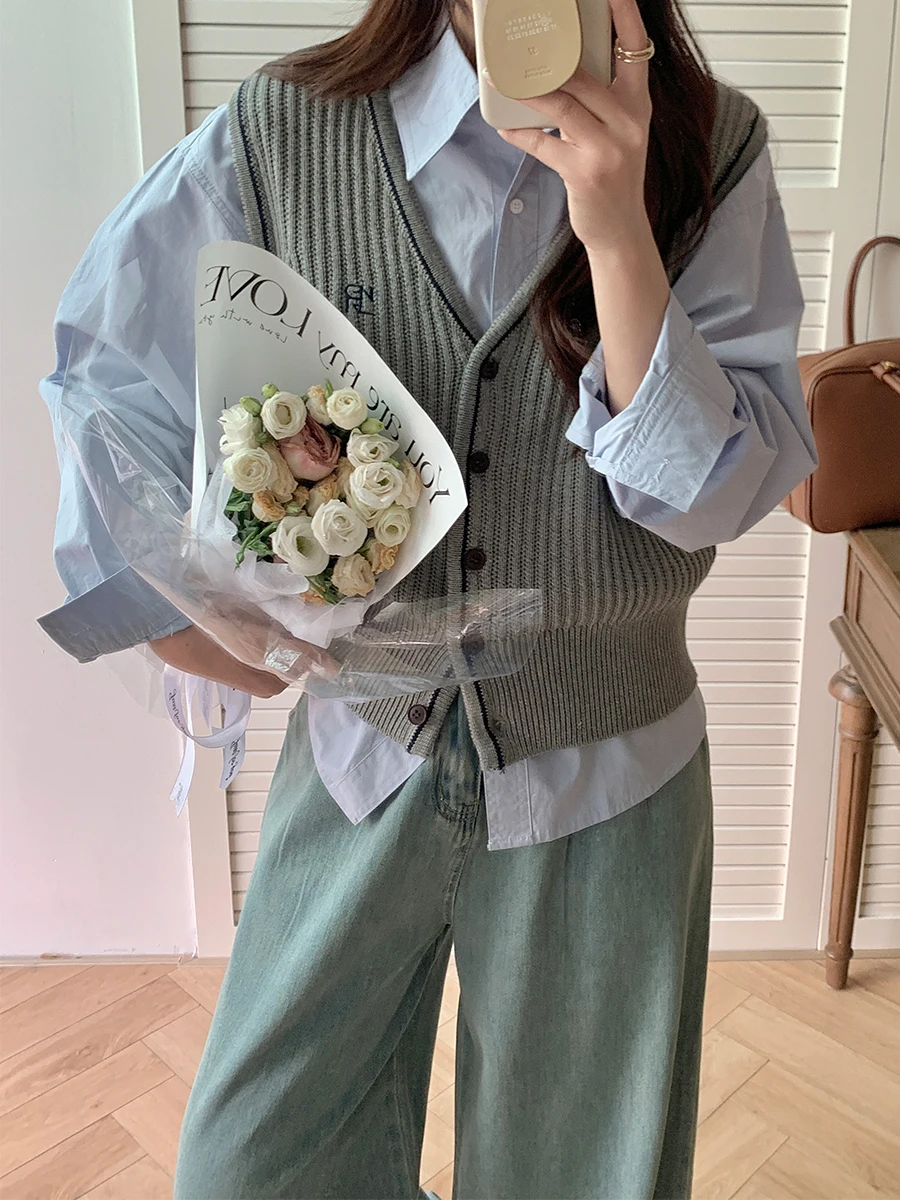 

Женский вязаный кардиган-жилет Uniko: Новинка весны-осени, модный многослойный топ для повседневной носки, укороченный фасон