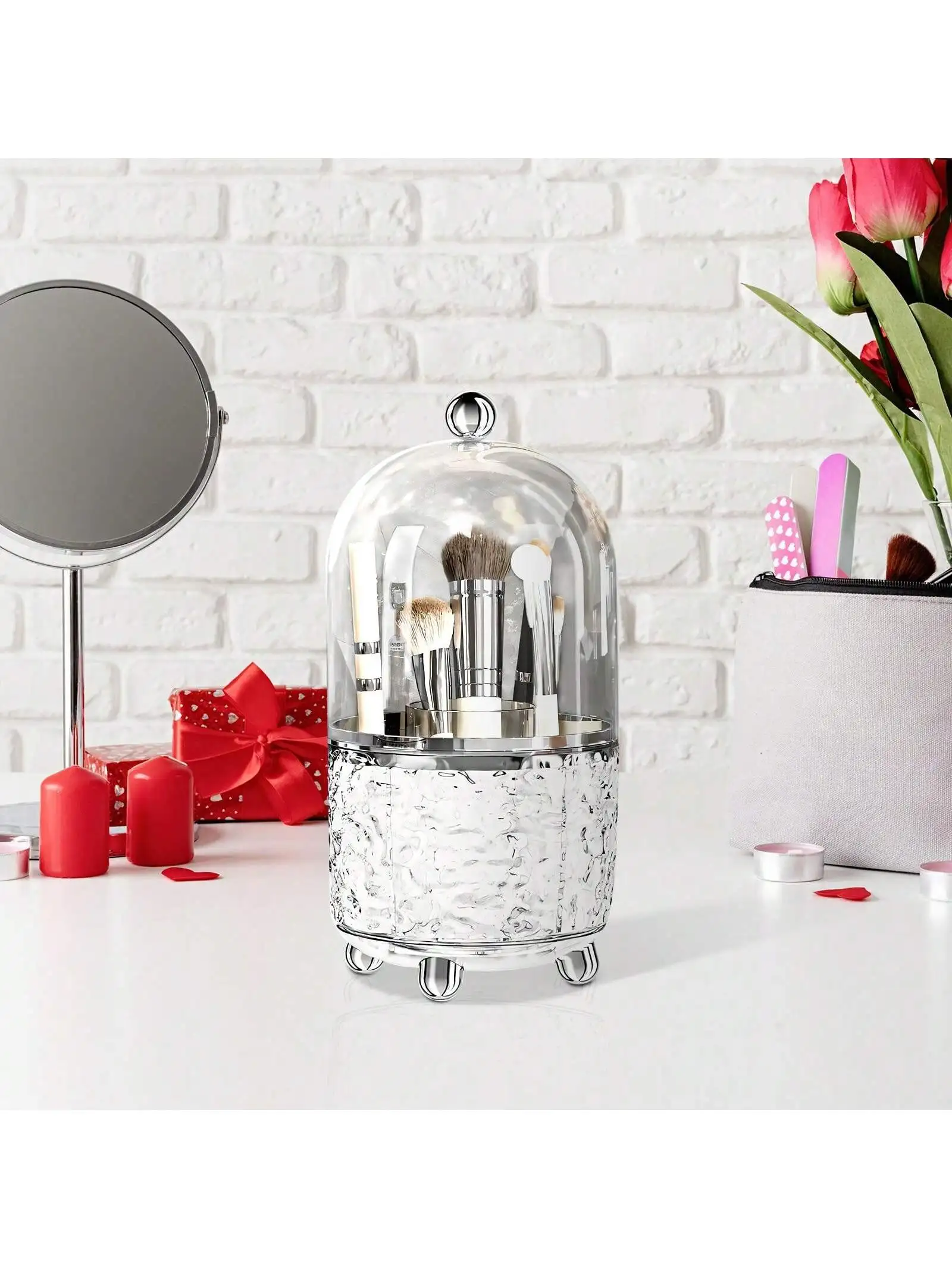 

2025 Premium Large Makeup Brush Holder - Sturdy Vanity Organizer for Cosmetics & Beauty Tools