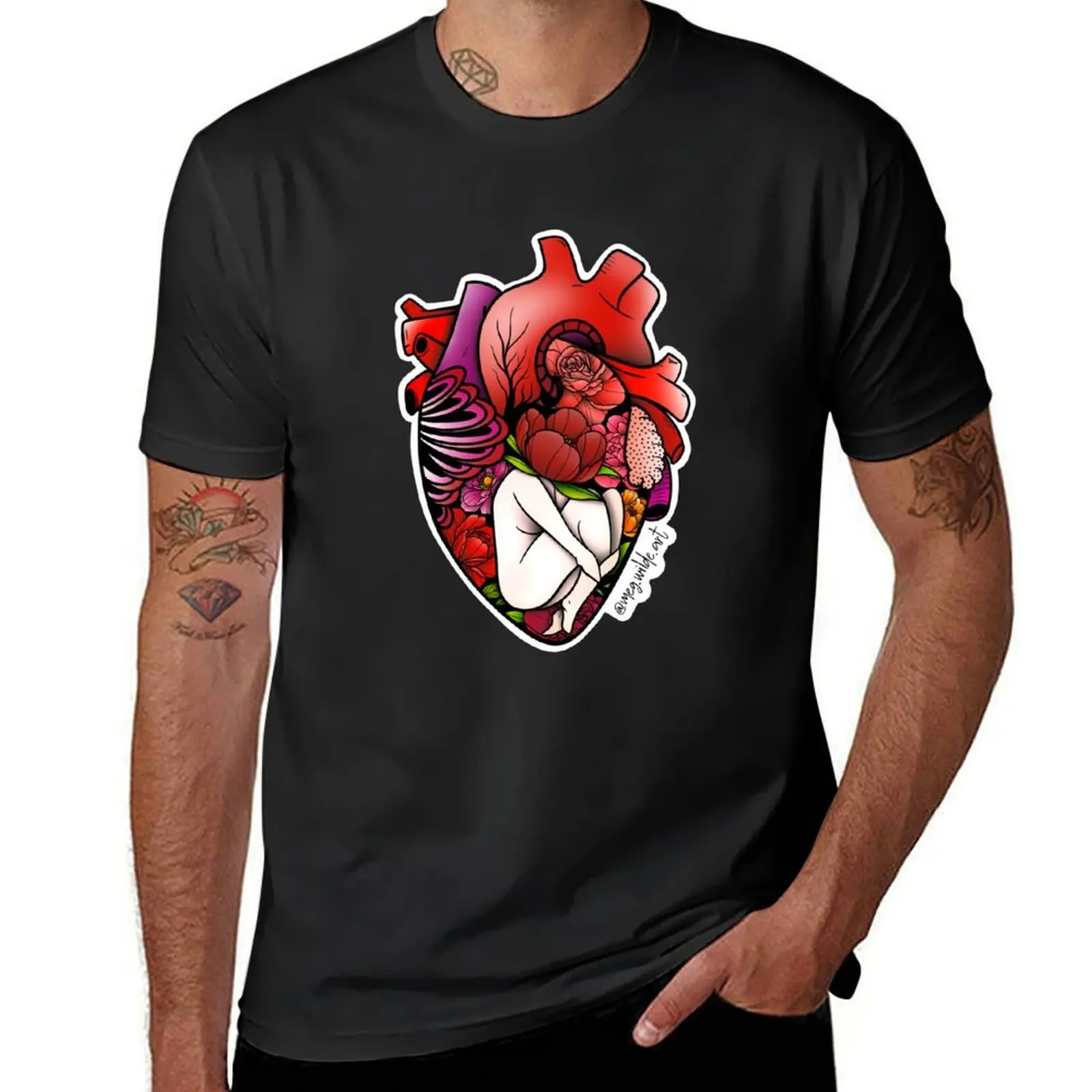 Anatomical Heart Tattoo Style Badge Design T-Shirt summer top cute clothes t shirts for men graphic