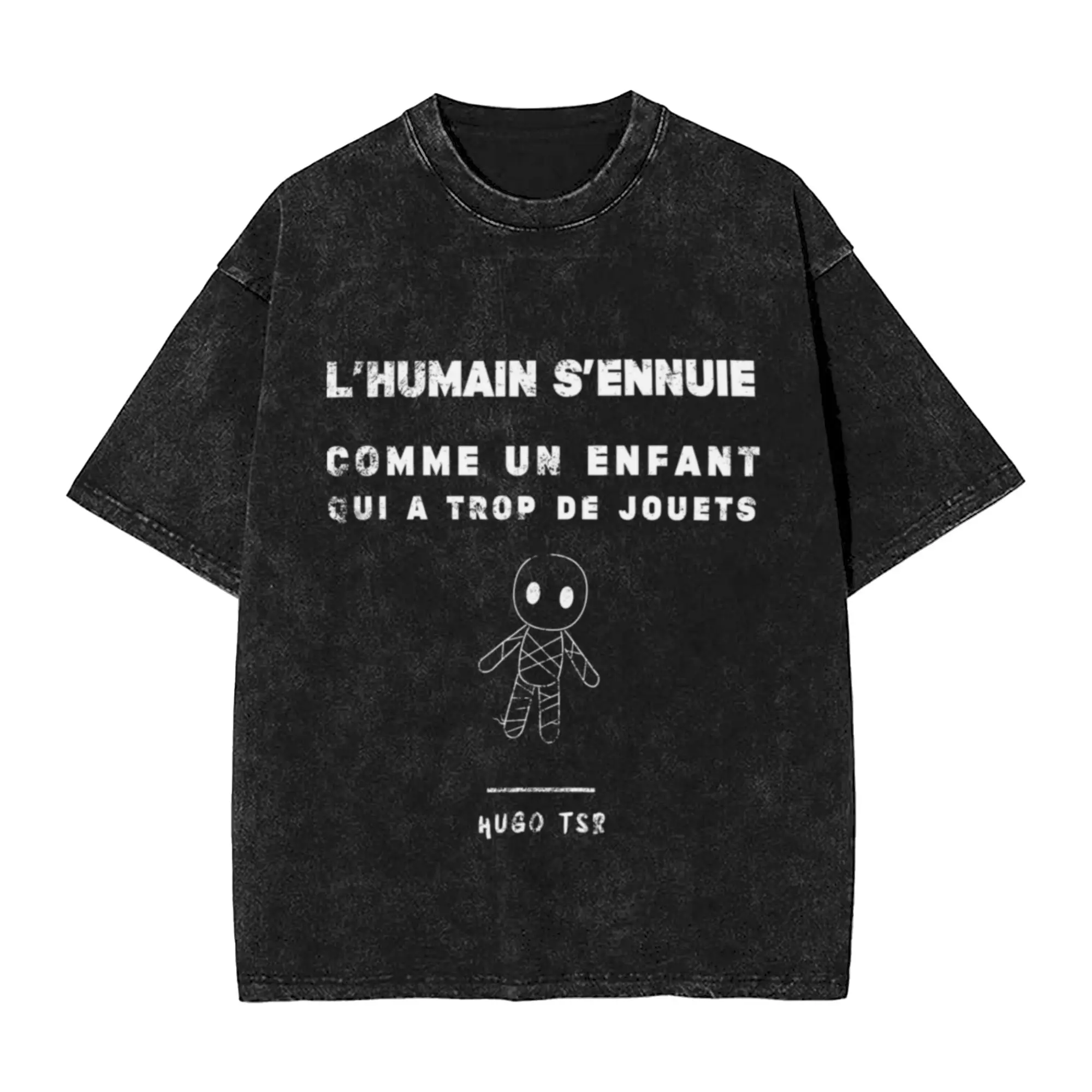 Hugo TSR - Humans are bored Unique Cool A Washed T Shirt Men's Women's Oversized Cotton Tees Tops
