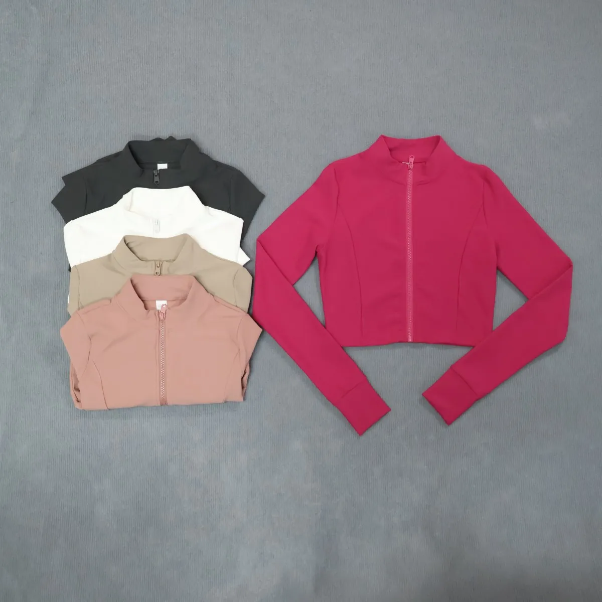 Damen Sportjacke mit hohem Kragen und Reißverschluss, Slim Fit, Langarm Yoga & Fitness Oberteil, schnelltrocknend und atmungsaktiv, Outdoor-Sportbekleidung – Detail 20