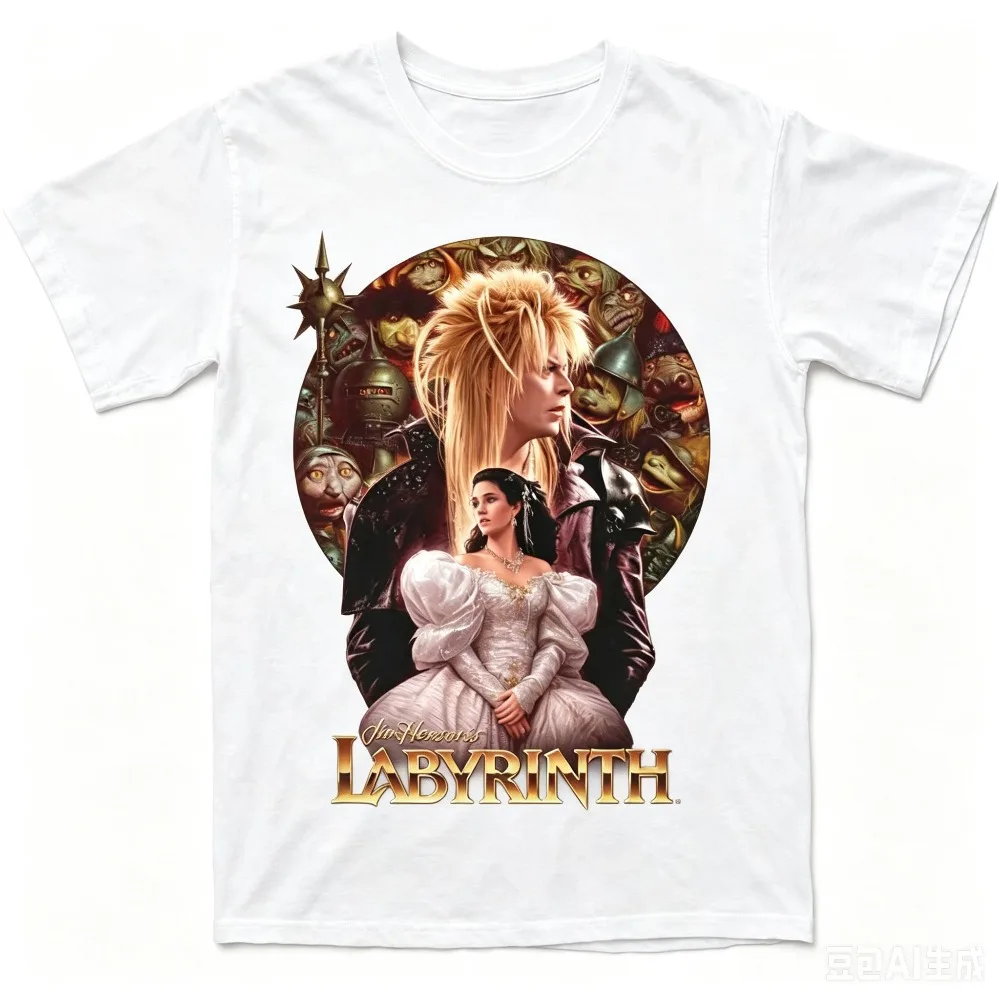 Black Round Frame Twin Fantasy Character Graphic Tee Gold Gradient Movie Header Chest Oversized Street Tops