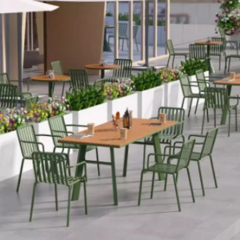 

Modern simple outdoor table Leisure hotel Terrace table and chair combination B & B garden Waterproof and sunscreen Outdoor dini