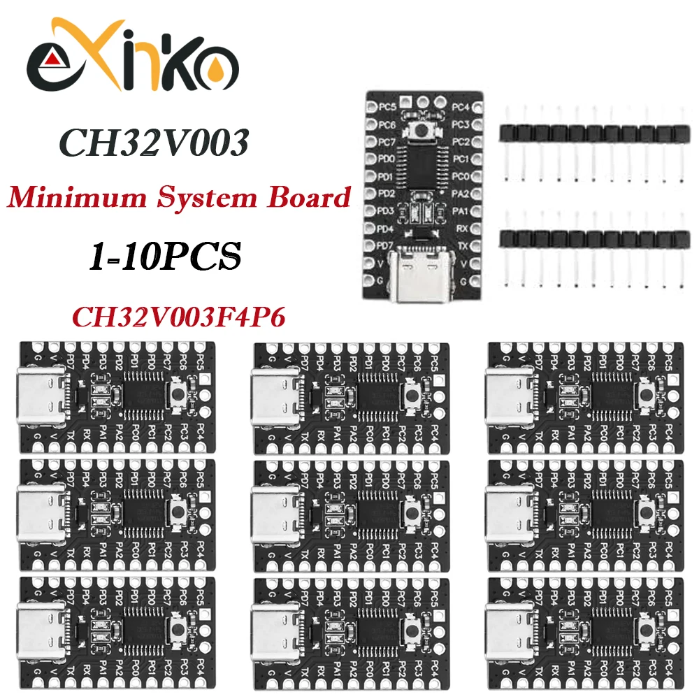 1-10pcs Black CH32V003 Development Board Minimum System Board Core Board RISC-V CH32V003F4P6 Microcontroller Module