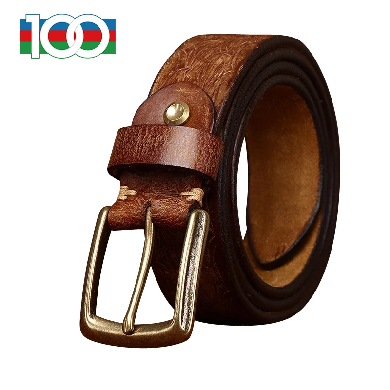 Men's leather belt personalized carved design thick extra thick retro leather belt men's first layer cowhide casual cowboy belt