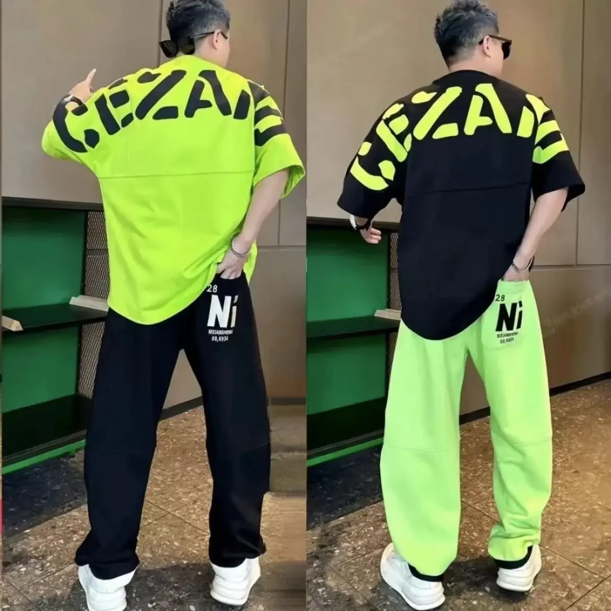 Man Trousers Sets Oversized Black Smooth Cotton T-shirts Pants Suits for Men Trendy Two Piece Set Korean Style 2024 Trend Outfit