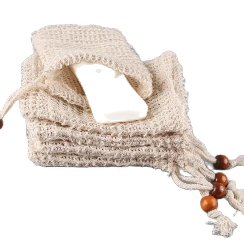 다기능 드로스트링 백, 코튼 및 린넨 비누 보관 가방, 식물 섬유, 분해 가능한 블리스터링 네트, 소형 목욕 샤워 스크럽 