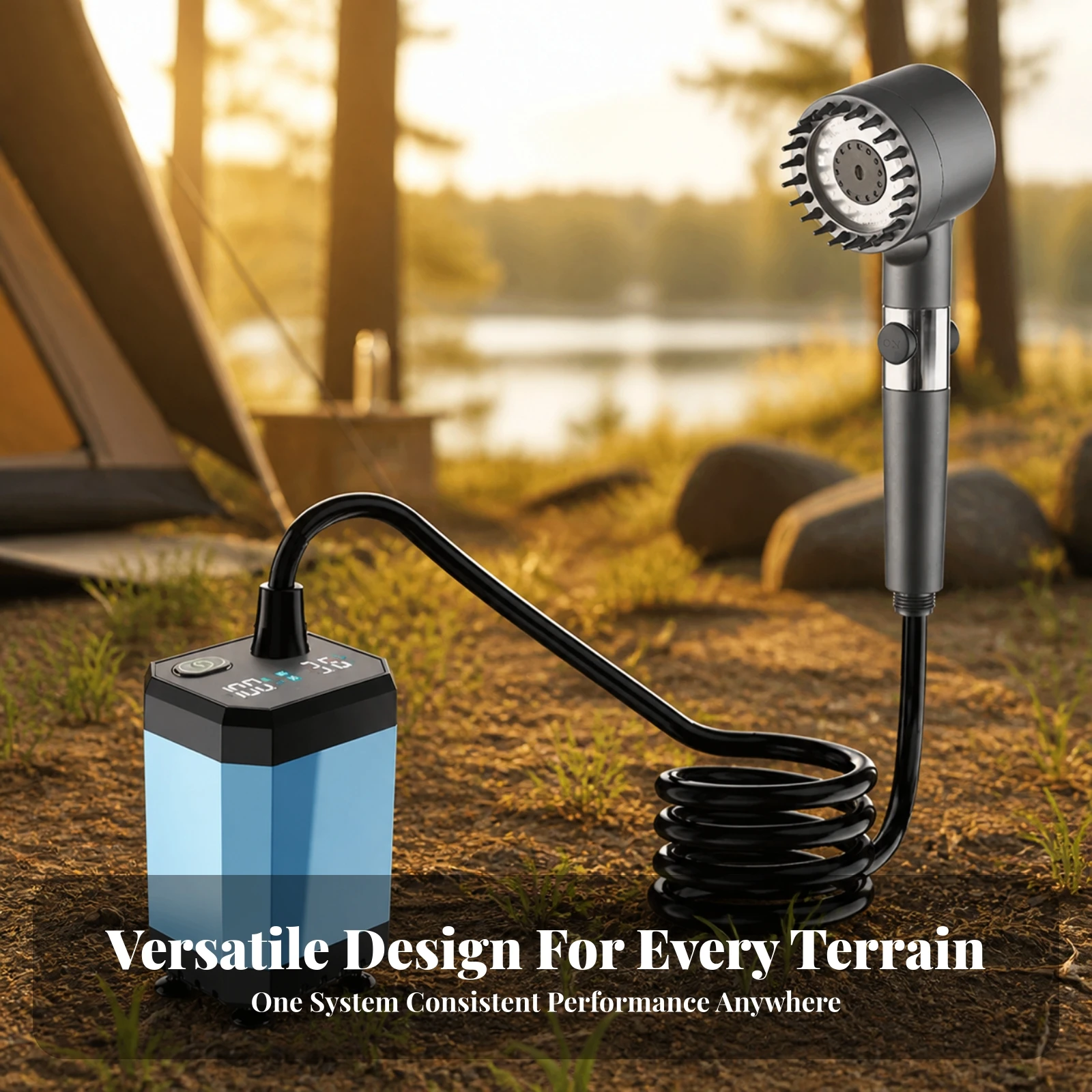 Portable Electric Shower Compact Portable Camping Shower with Rechargeable Battery Detachable for Worksites, Dormitories