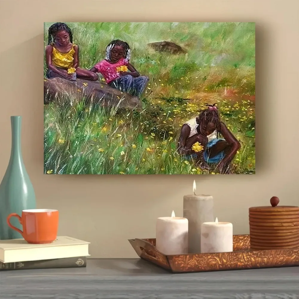 

1.5 inch thick wood pine frame, interior art, home decor mural, African girl canvas print, suitable for interior decoration
