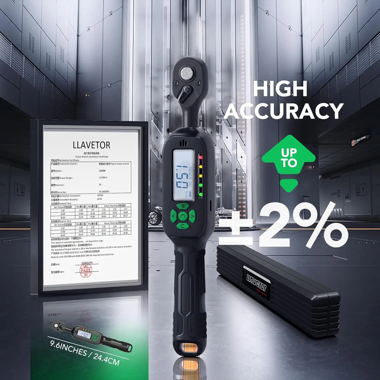 مفتاح عزم الدوران الرقمي - محرك 1/4 بوصة مع طنان وLED، 13.2-265.5 بوصة. رطل، أداة عالية الدقة لإصلاح الدراجة