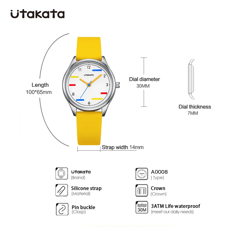 Utakata Fashion Quartz Watch for Women Student Wrist Watches Silicone Strap Watch Wholesale Reloj Mujer Elegante Reloj De Mujer