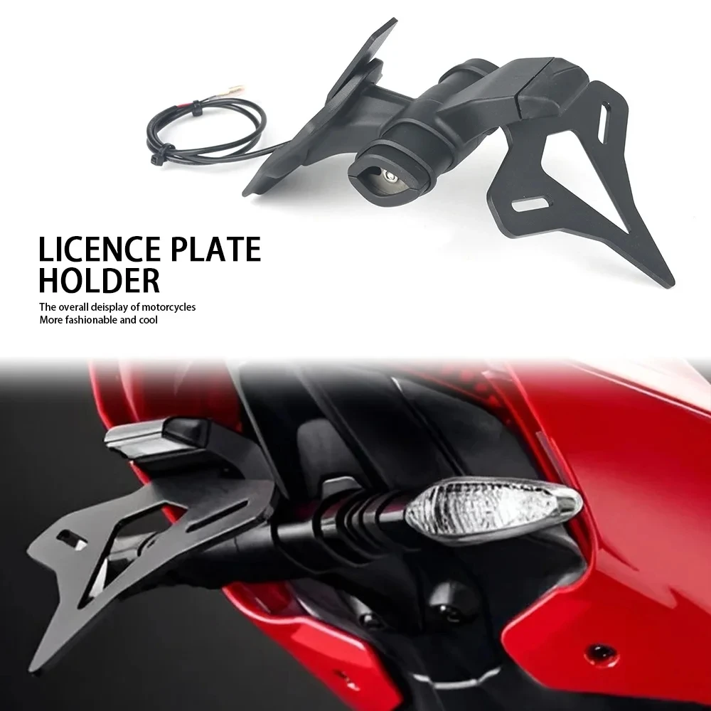 LED belakang stok ekor pendek pemegang pelat lisensi Tailstock bingkai Bracke aksesori motor untuk Ducati Streetfighter V4 S V2