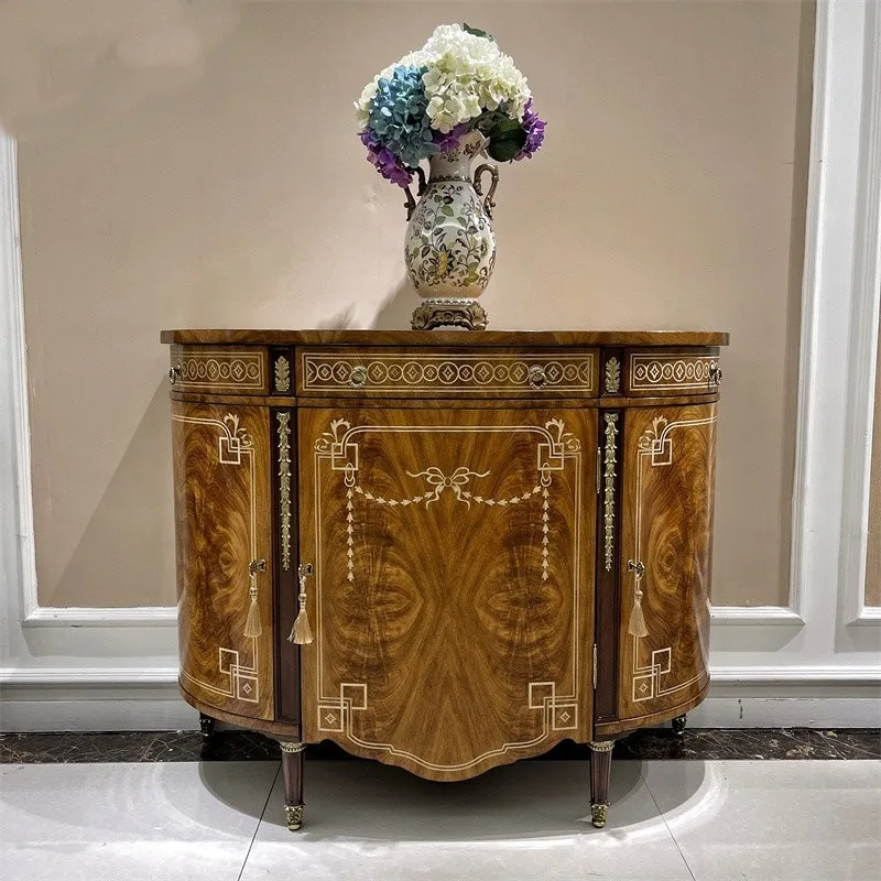 Villa home new copper semi-circular entrance cabinet European curved wall chest side cabinet