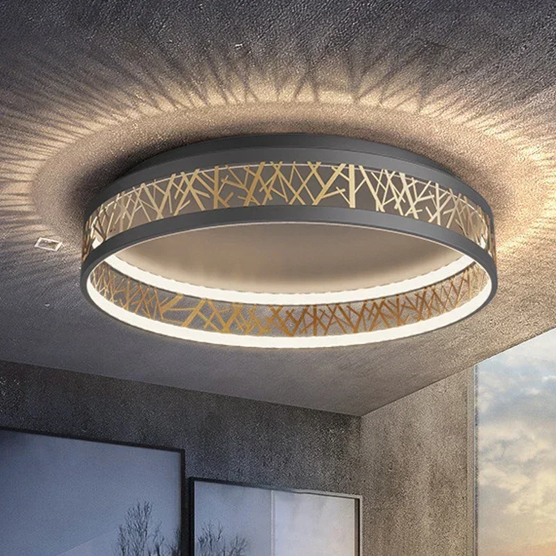 moderno circular led luz de teto brilho ajustavel nordic calor ninho passaro quarto decoracao para casa luzes teto interior 01