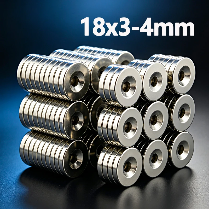 18x3-4mm Magnet N35 5-150pcs Neodymium Magnet Round Hole Shape NdfeB Permanent Magnetic Imanes 18*3-4mm Magnet Accessory