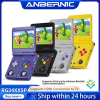 ANBERNIC-consola portátil con tapa RG34XXSP, pantalla IPS de 3,4 pulgadas, Linux, 64 bits, 64G, más de 5000 juegos, compatible con transmisión de salida de TV HD-MI WIFI 5G