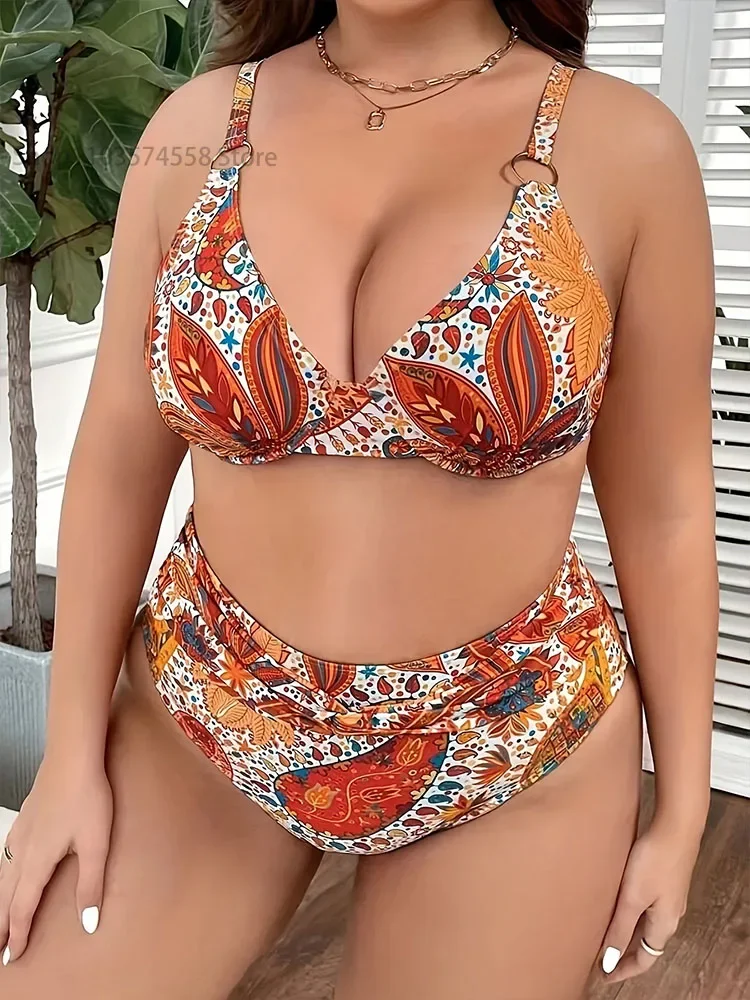 Damskie bikini z wysokim stanem, oversize\'owe stroje kąpielowe damskie, odzież plażowa