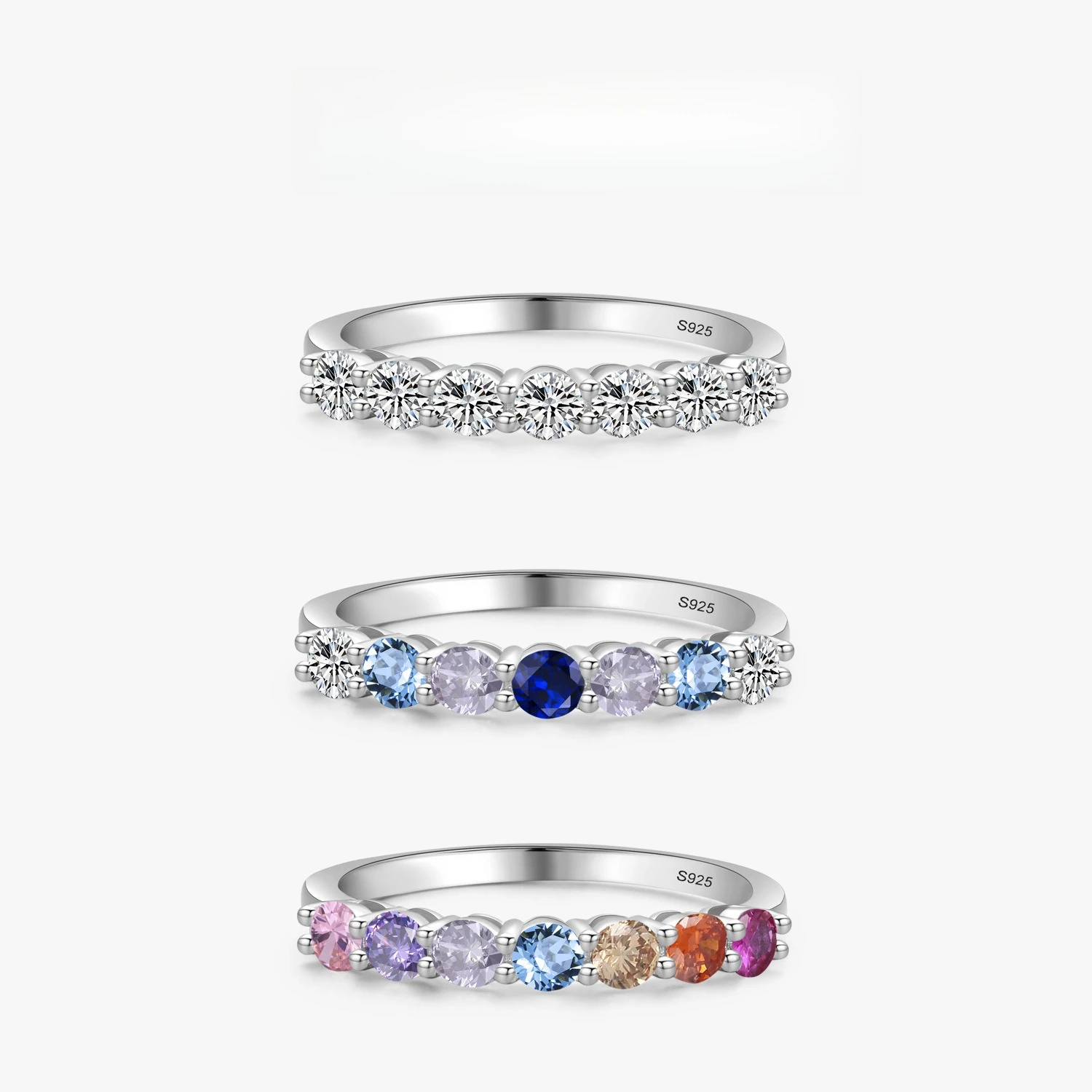 

Кольцо из чистого серебра S925 с круглым цветным цирконом, стильное и модное украшение для женщин.