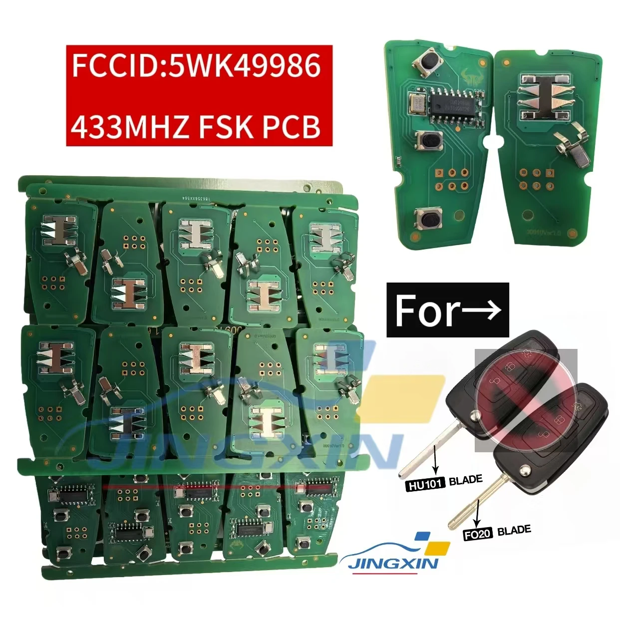 

JingxinPCB FCCID 5WK49986 3 Buttons Remote Key Circuit Board 433MHZ FSK For Ford Focus MK3 and T6 Ranger Replacement Car key PCB