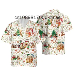 Mickey Christmas Hawaiian Shirt Men's Women Short Sleeve Button Up Shirt Disney Christmas Hawaiian Shirt Casual Beach Shirt Kids