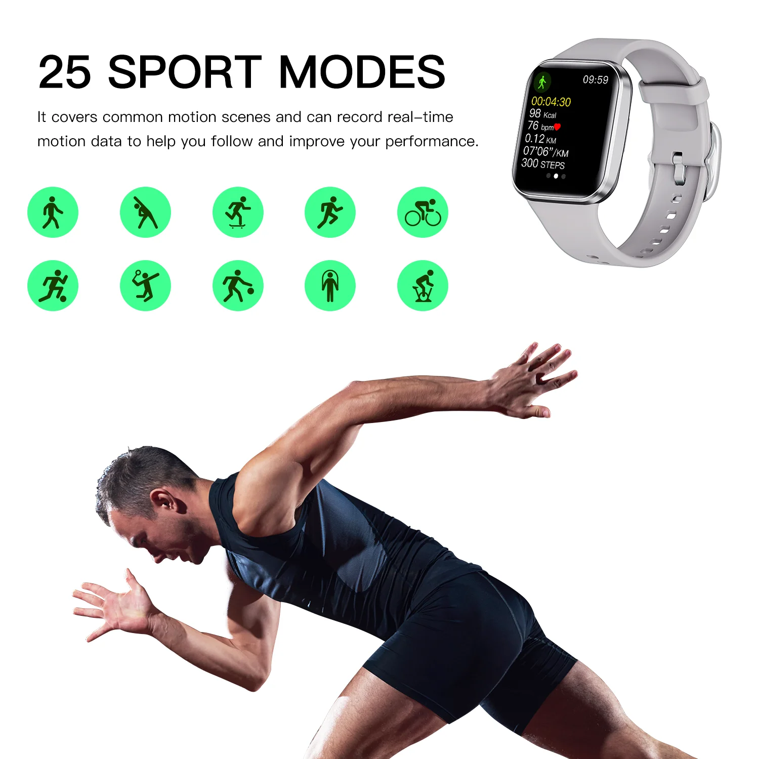 Q23 بلوتوث ساعة ذكية معدل ضربات القلب مراقبة ضغط الدم Smartwatch IP67 مقاوم للماء 1.69 HD اللمس الكامل وضع متعدد الرياضة
