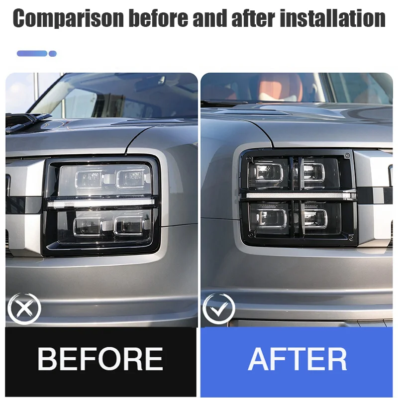 4PCS Set Bright Black Front Rear Headlight Protection Cover For Haval H10 2026 2027 Decorative frame Trim Accessories Model A