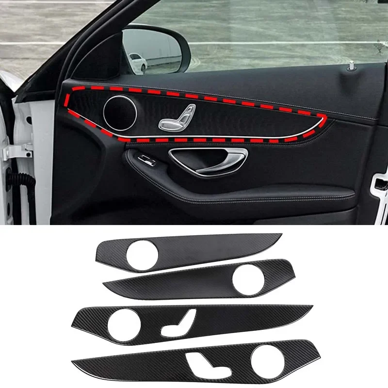 Soft Carbon Fiber for Mercedes Benz C Class GLC W205 2014-20 Car Interior Doors Decoration Panel Cover Trim Sticker Accessories