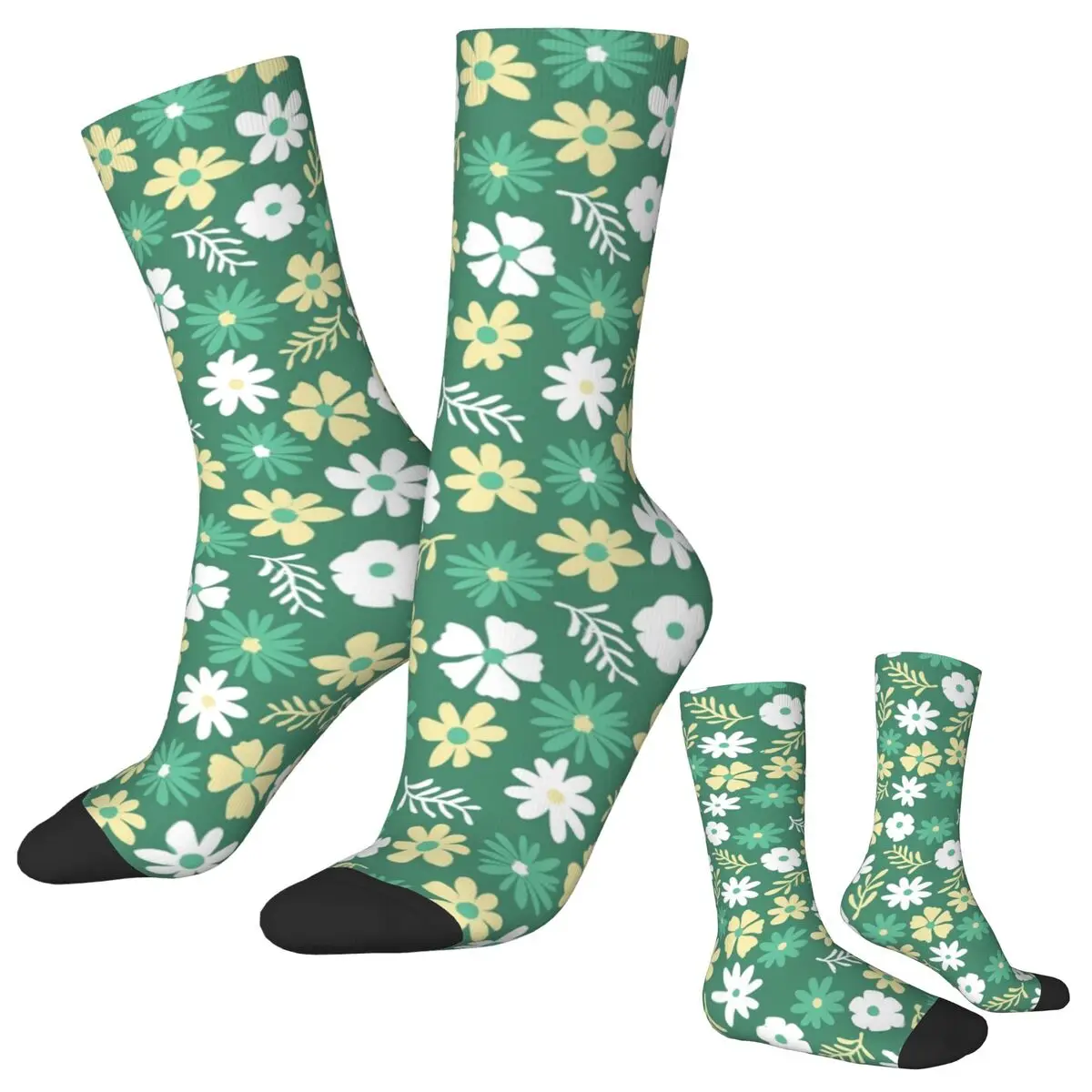 

Flowers And Leaves Pattern Socks Nature Inspired Garden Floral Stockings Autumn Anti Slip Unisex Socks Soft Running Socks