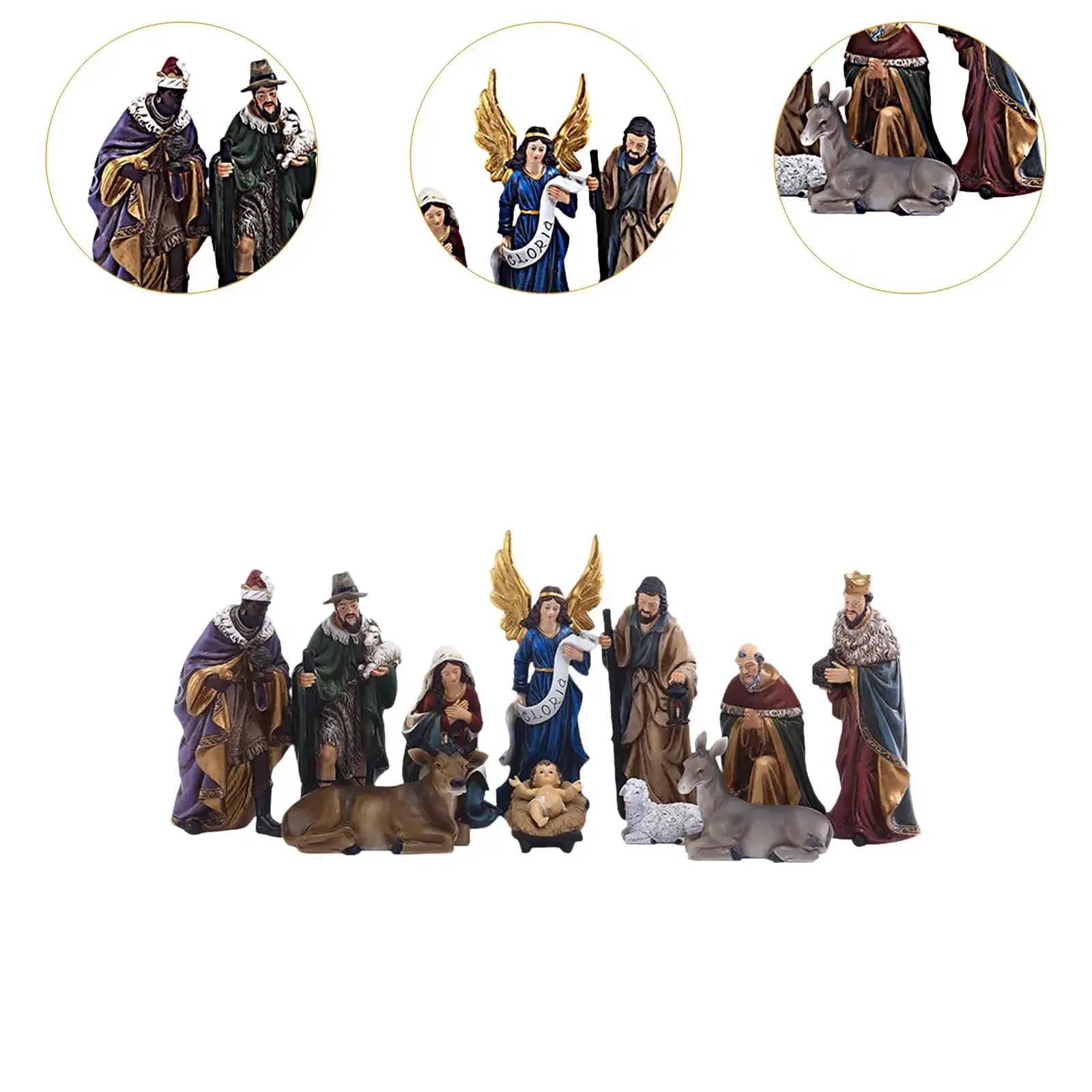 Christmas Nativity Scene Figurine Set Nativity Figurines Decorative Birth of Resin Figures for Christmas Decorations